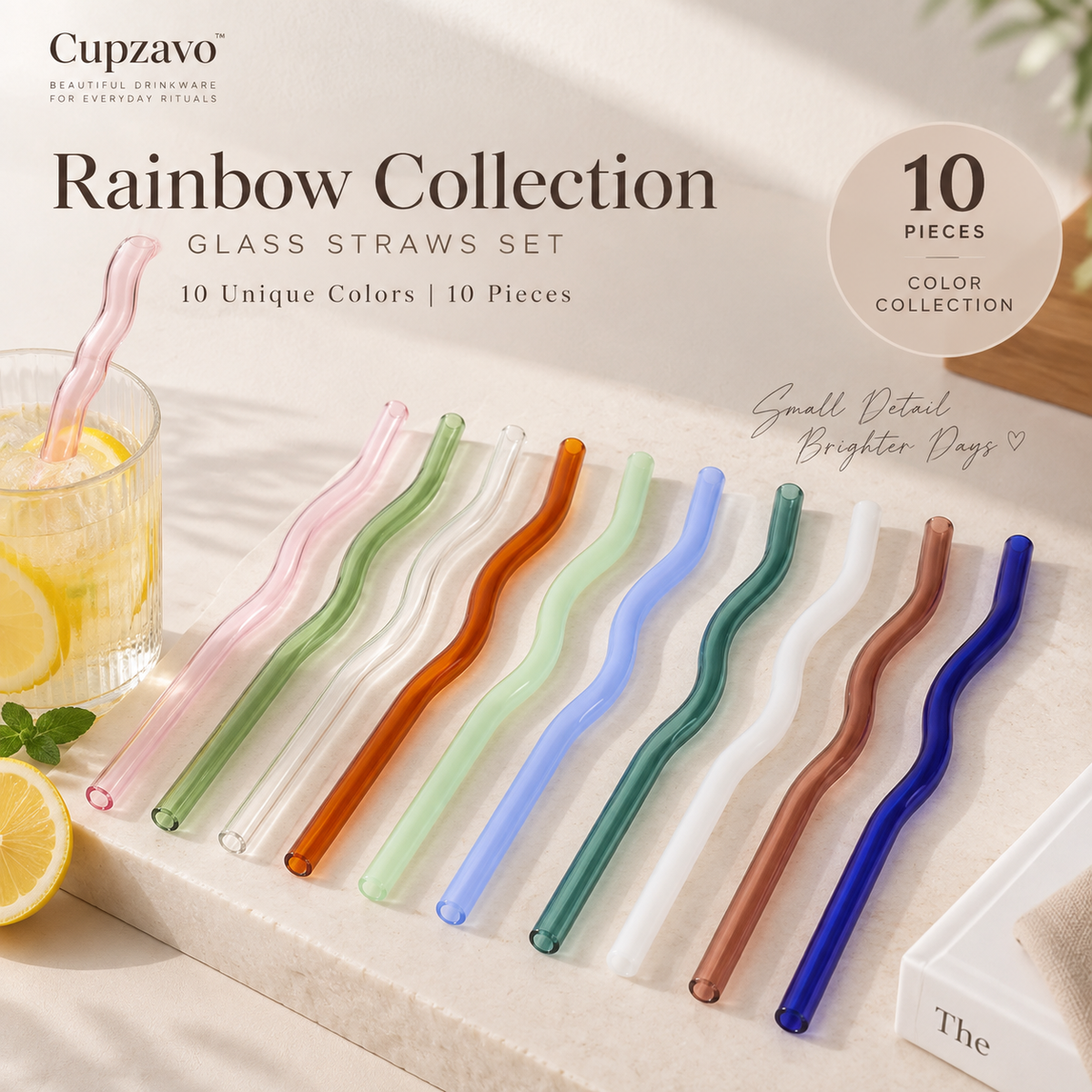 Colorful Glass Straws – Reusable Borosilicate Glass Drinking Straws for Coffee, Tea & Everyday Drinks