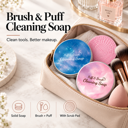 🫧 Makeup Brush Cleaning Soap with Silicone Scrub Pad