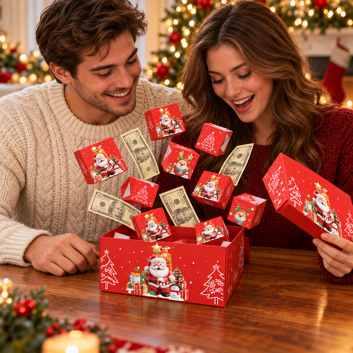 🎁Christmas Pop-up Surprise Gift Box - Unique Folding Bouncing Red Envelope Gift Box🎁