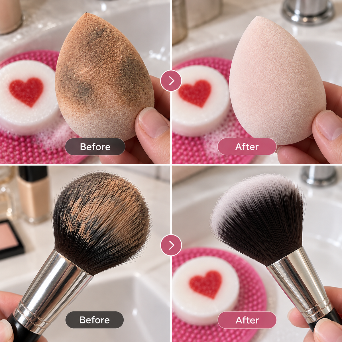 🫧 Makeup Brush Cleaning Soap with Silicone Scrub Pad