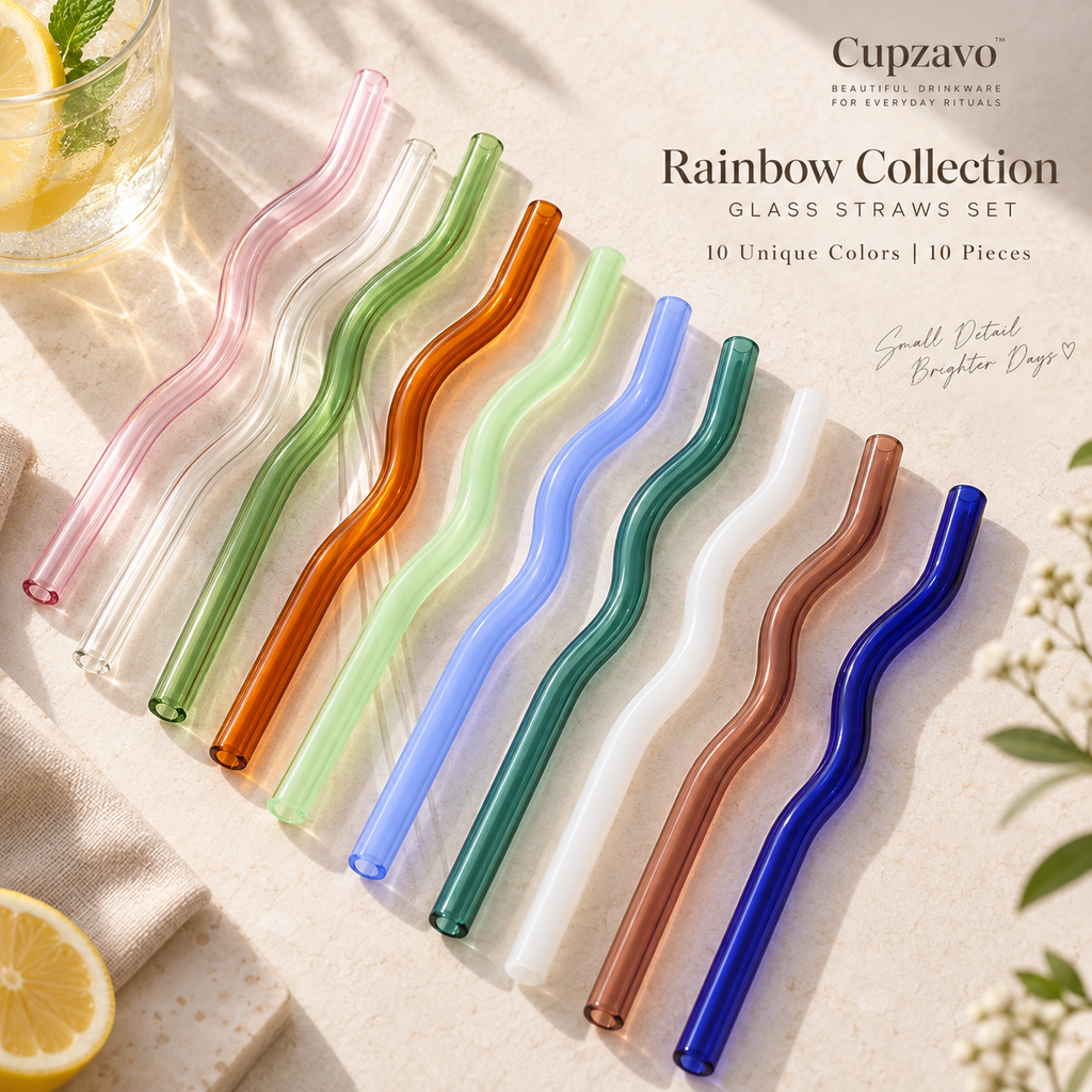 Colorful Glass Straws – Reusable Borosilicate Glass Drinking Straws for Coffee, Tea & Everyday Drinks