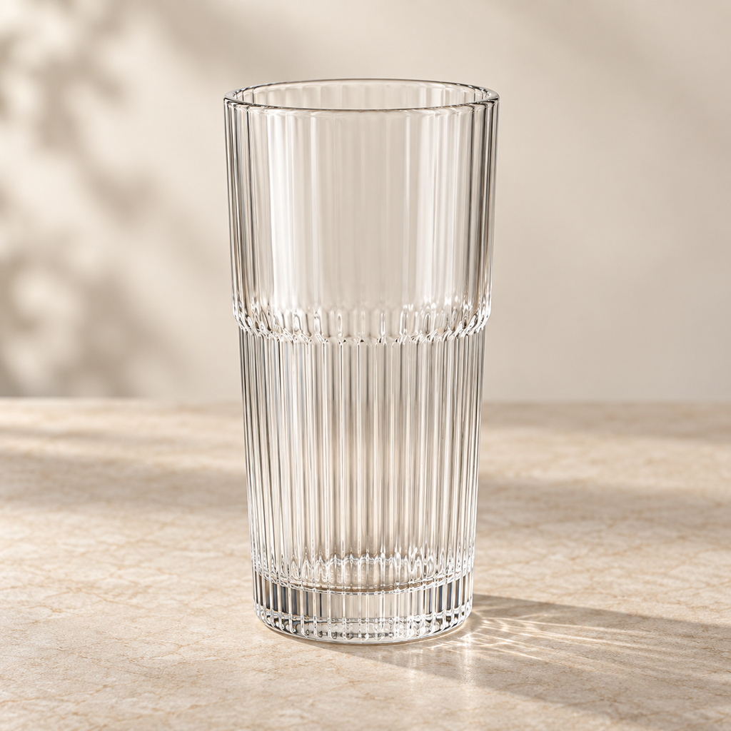Vintage Embossed Glass Cup – Textured Drinking Glass for Coffee, Tea & Everyday Moments
