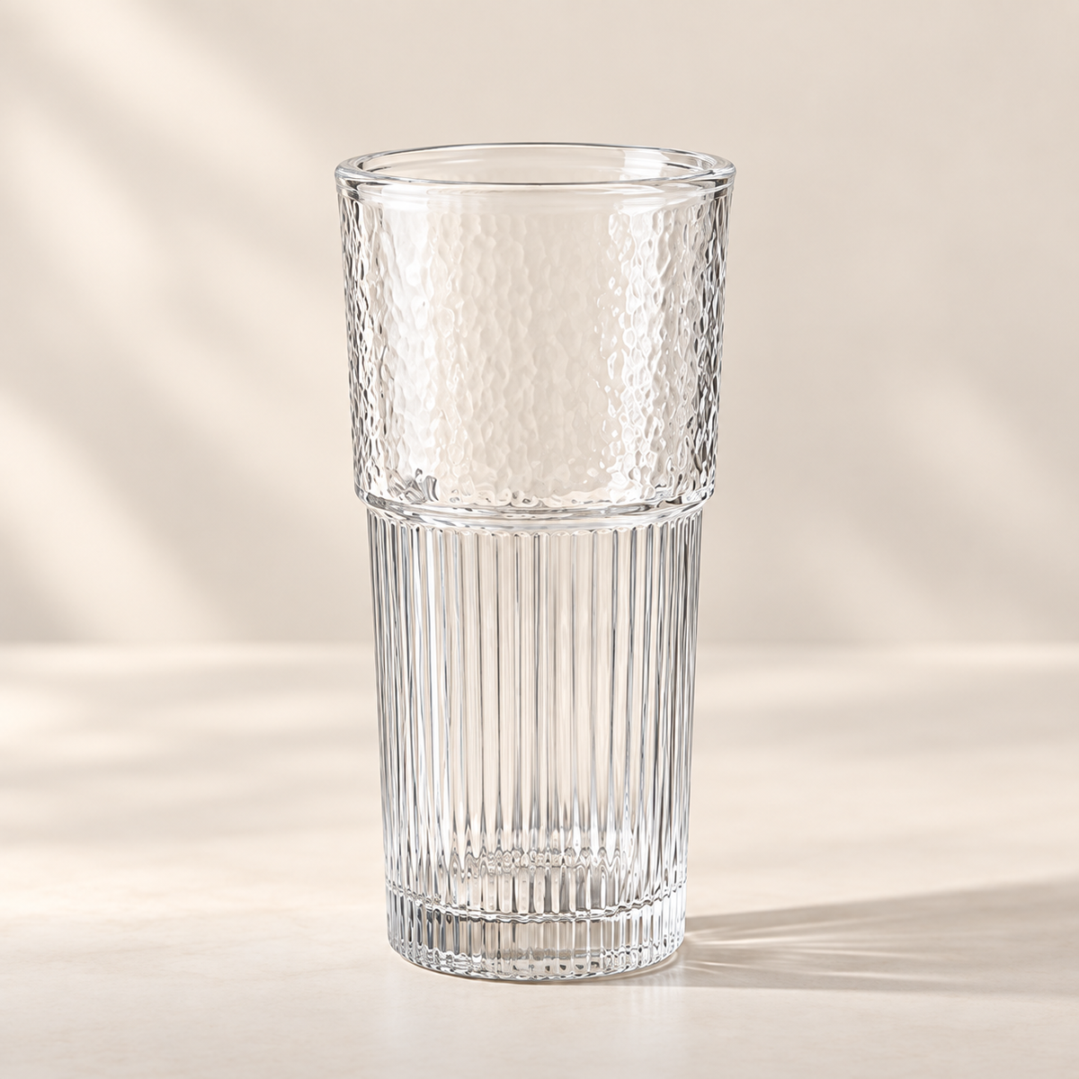 Vintage Embossed Glass Cup – Textured Drinking Glass for Coffee, Tea & Everyday Moments