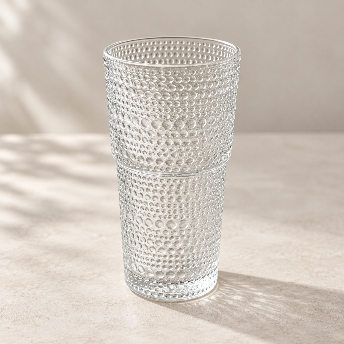Vintage Embossed Glass Cup – Textured Drinking Glass for Coffee, Tea & Everyday Moments