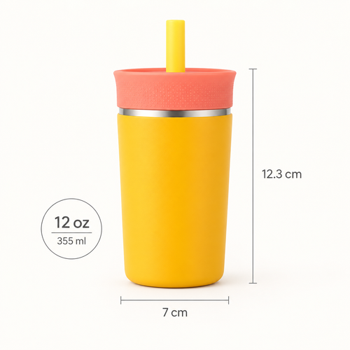 Stainless Steel Tumbler with Straw – 12oz Insulated Cup for Everyday Adventures
