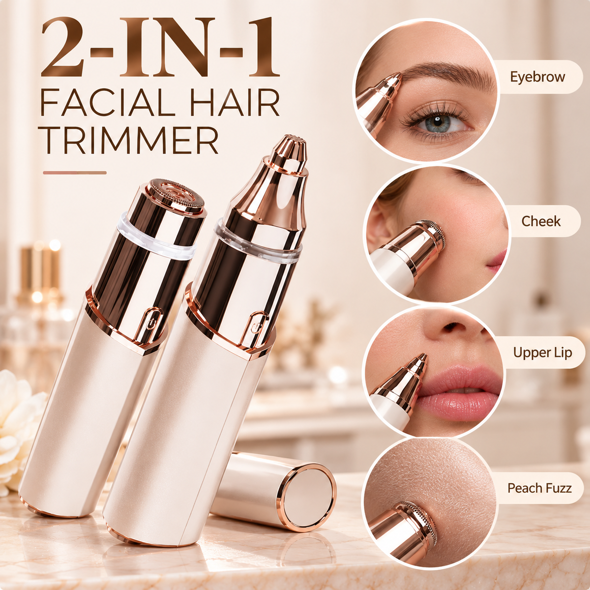 2-in-1 Electric Eyebrow Trimmer – Painless, Gentle & Rechargeable