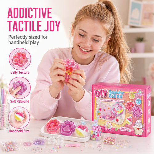 🧊 DIY Fried Ice Squishy Toy Kit – Cat claw design, squishy fun & creative – Perfect for sensory play & stress relief for kids ✨