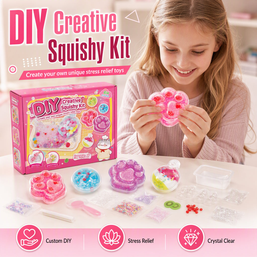 🧊 DIY Fried Ice Squishy Toy Kit – Cat claw design, squishy fun & creative – Perfect for sensory play & stress relief for kids ✨