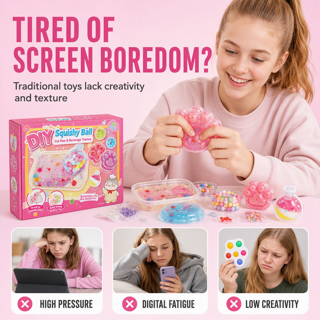 🧊 DIY Fried Ice Squishy Toy Kit – Cat claw design, squishy fun & creative – Perfect for sensory play & stress relief for kids ✨