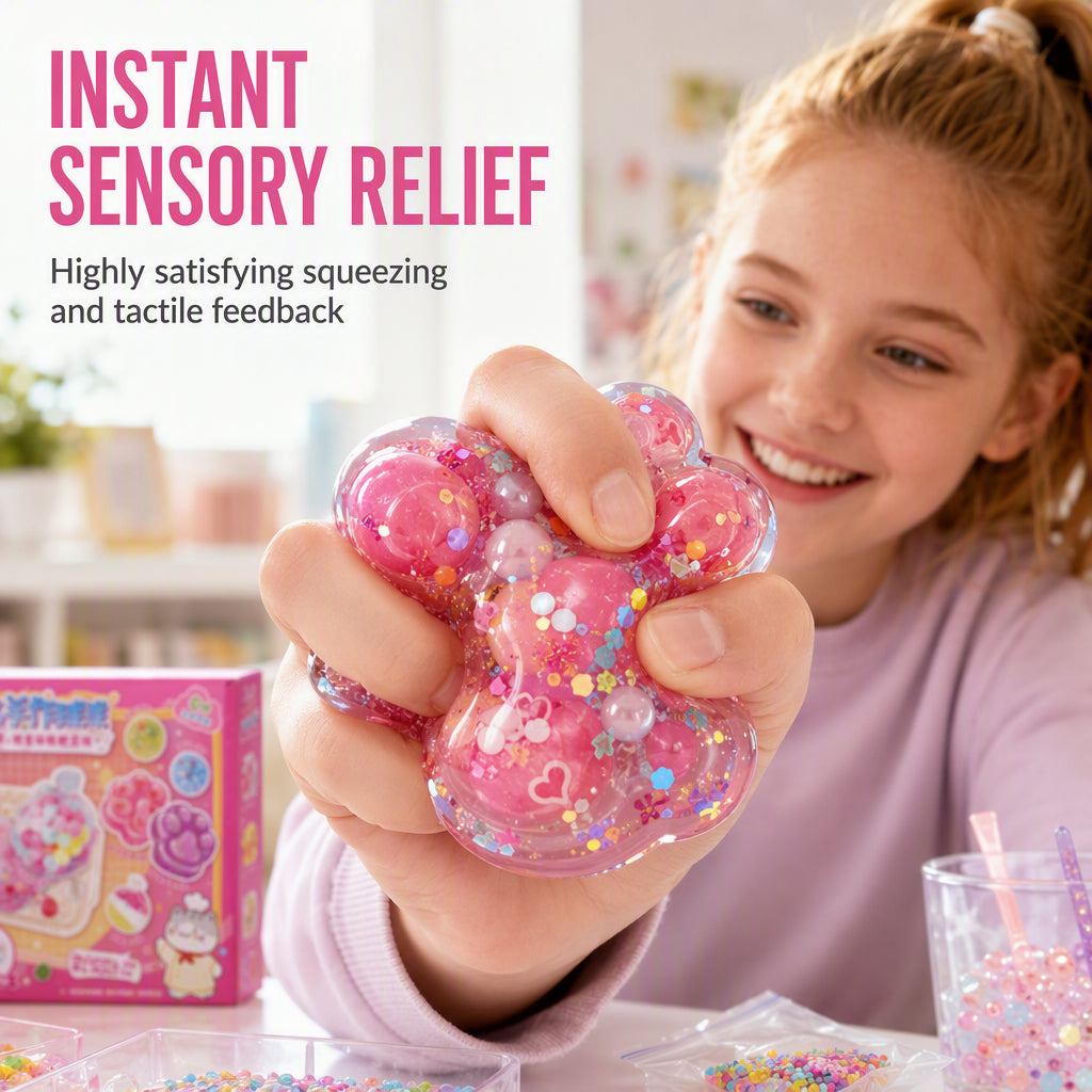 🧊 DIY Fried Ice Squishy Toy Kit – Cat claw design, squishy fun & creative – Perfect for sensory play & stress relief for kids ✨