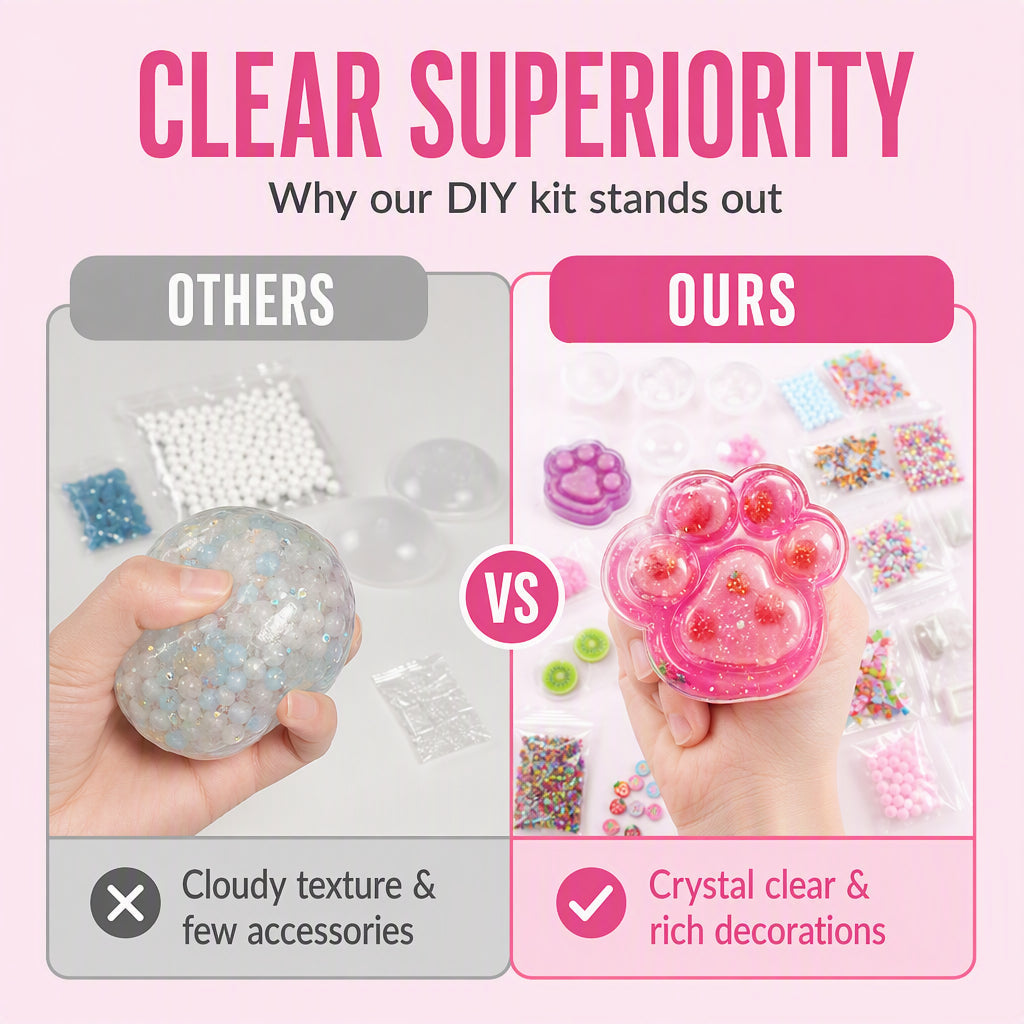 🧊 DIY Fried Ice Squishy Toy Kit – Cat claw design, squishy fun & creative – Perfect for sensory play & stress relief for kids ✨